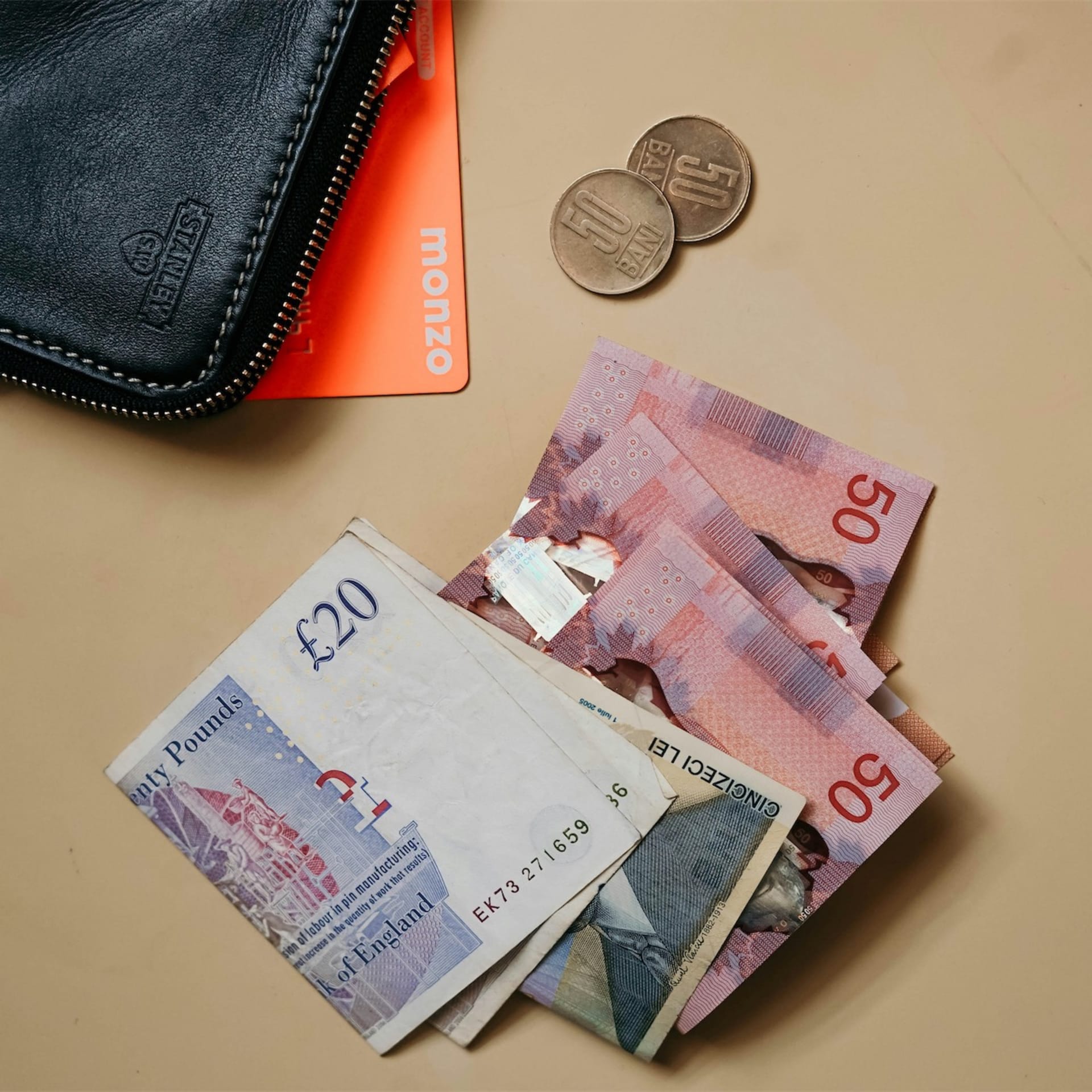 Money, wallet and coins