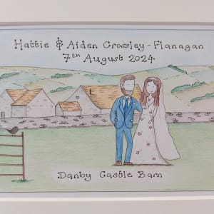 Personalised Hand Drawn Framed Wedding Picture