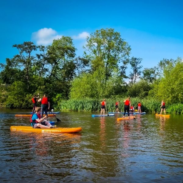 paddleboarding group at ripley castle