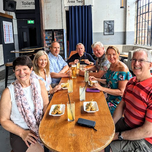 group of people on a food tour at kelham island in sheffield
