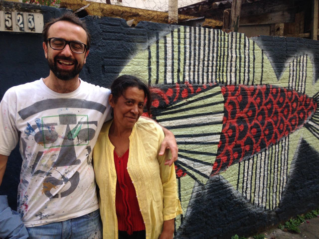 Evandro Angerami Dona Tereza e seu novo um mural. São Paulo, SP. 2016
