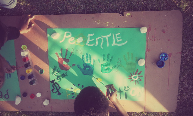 Hand painting as part of our art and culture activity within the program
