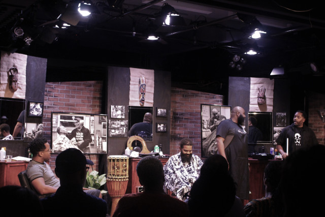 Darius Wilmore L-R: Actor/Comedian Larry Lancaster, an audience member, and cast members Paul "Thee Barber" Jones and Larry Lewis.