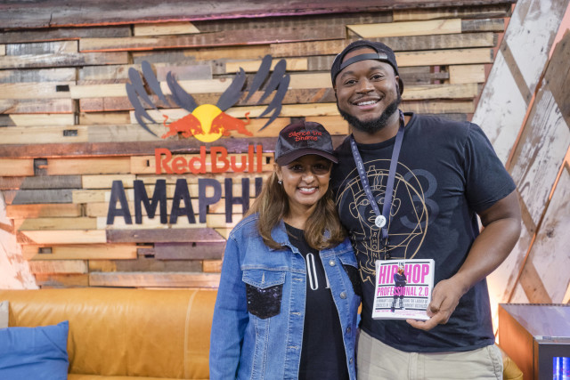 Reginald Thomas/Red Bull Content Pool Shanti Das with Amaphiko participant and founder of Overcoming Racism, Matthew Kincaid