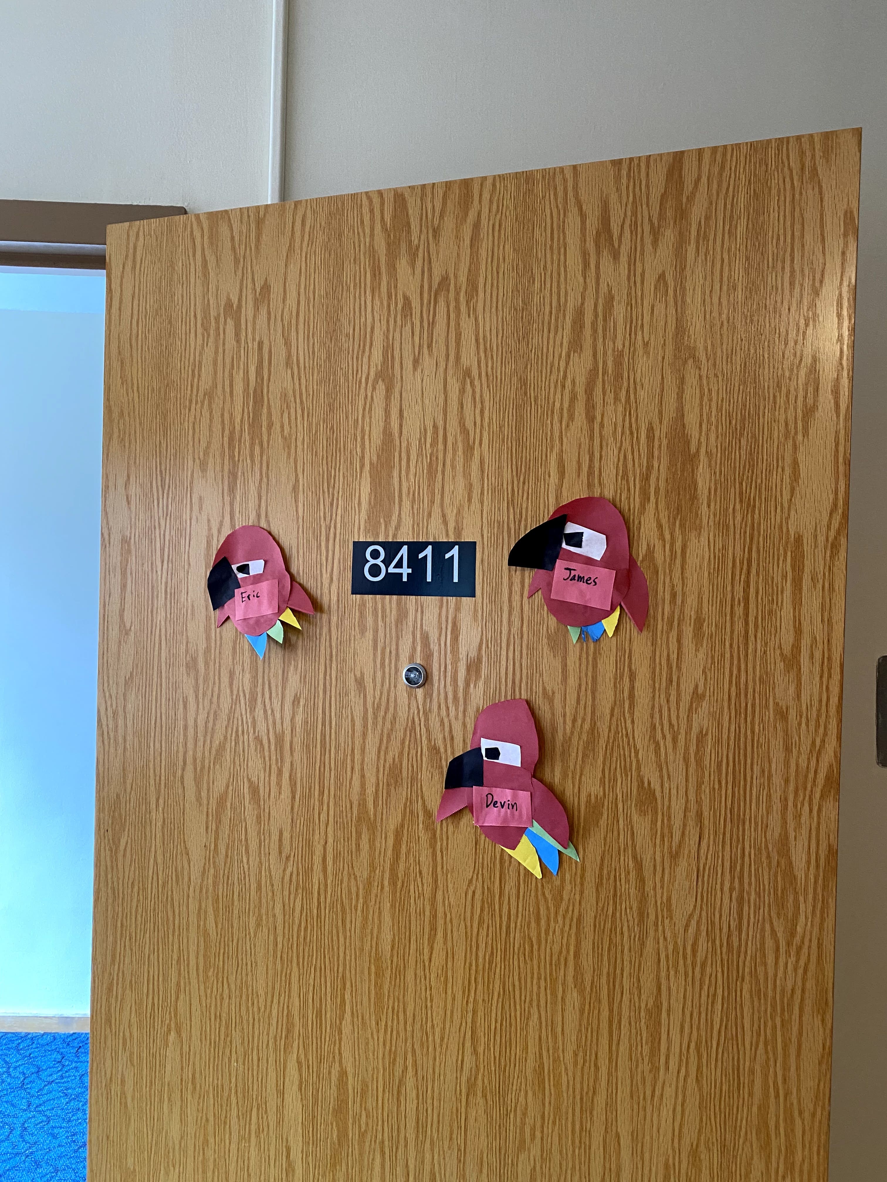 Freshman year dorm room door