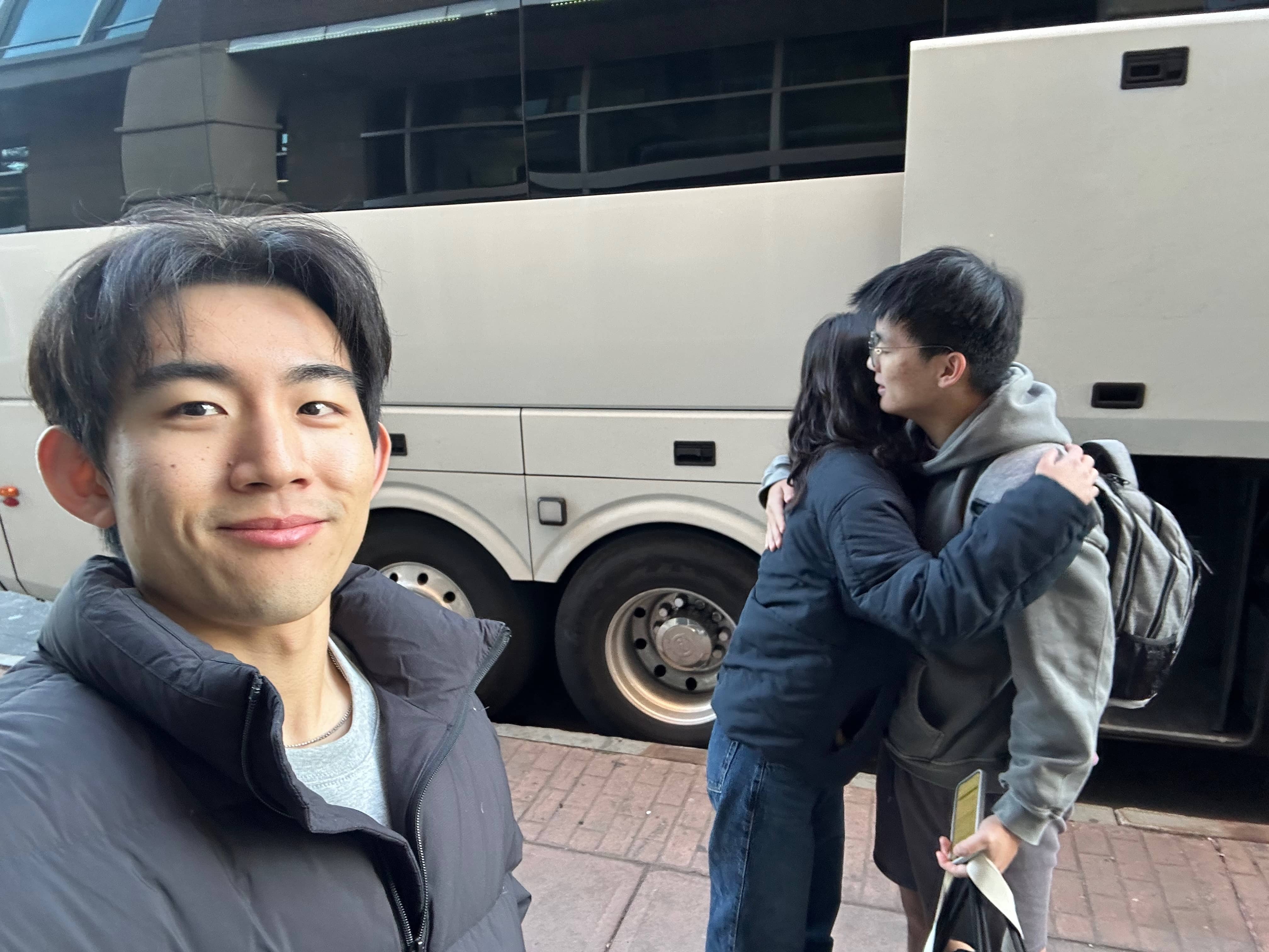 Derek and Melody hugging