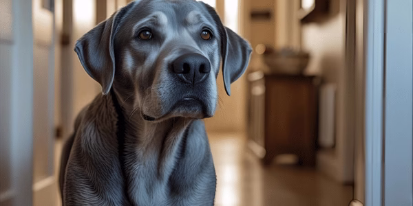 Senior dog showing signs of canine cognitive dysfunction and dog mental illness symptoms