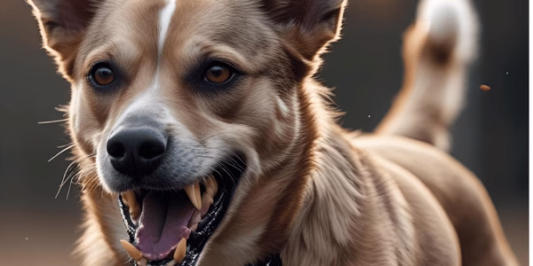 Adopted dog displaying fear-based aggression through defensive body language