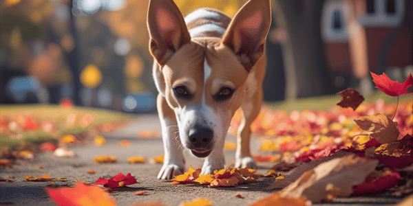 Dog playing the find it game, trying to find the reward