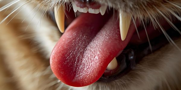 Extreme close-up macro shot of a cat tongue showing the sharp, hook-like papillae.