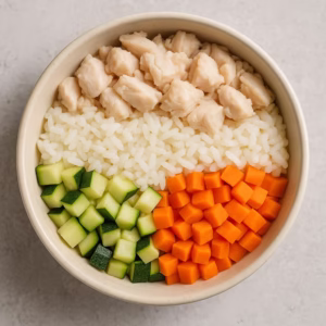 Omega-rich fish and vegetable dog food for kidney disease