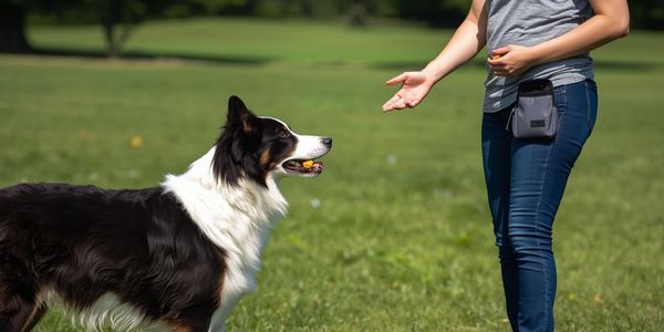 Training progression showing continuous to intermittent reinforcement schedule with dog and owner