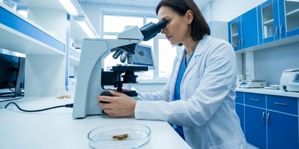 Microscope slide showing reptile parasite eggs