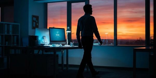 Silhouette d'une personne quittant le travail tôt