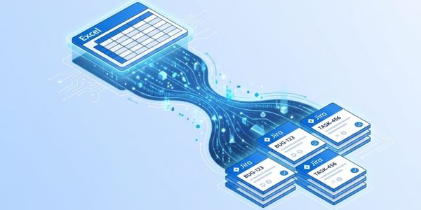 Schéma montrant des données Excel se transformant en tickets Jira