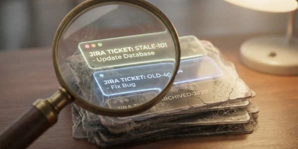 Loupe analysant des tickets Jira poussiéreux