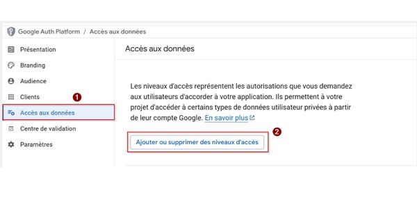 Définir les données d'accès google cloud