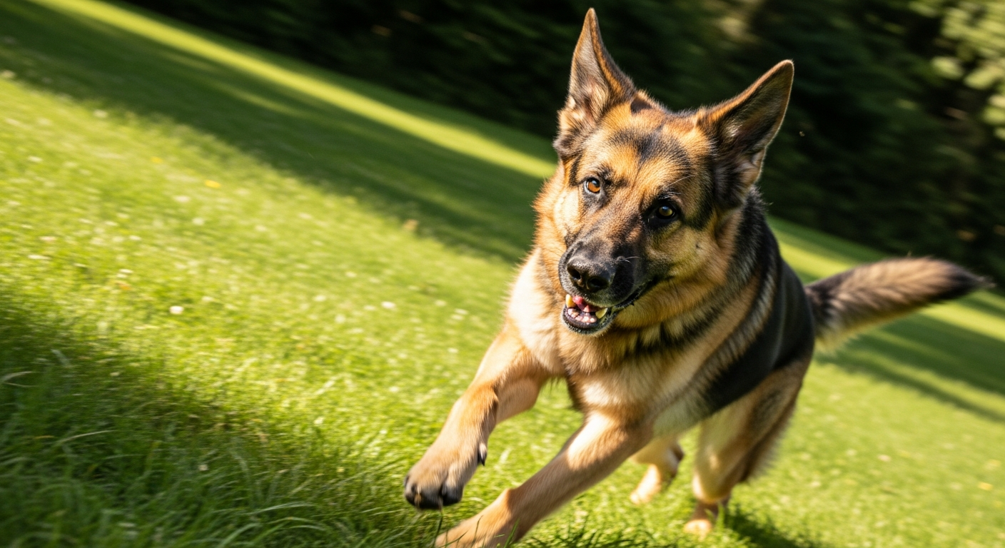 Senior dog running actively due to joint support