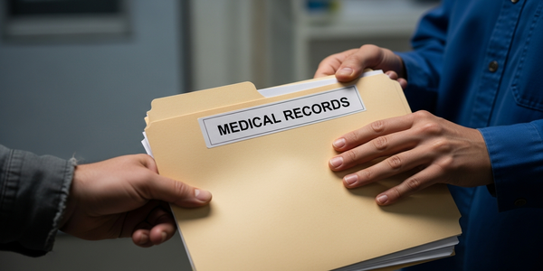 Shelter staff hiding medical folders from a pet adopter