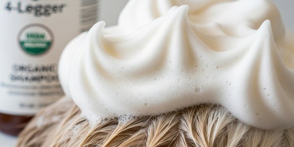 4-Legger Organic Dog Shampoo showing rich organic lather