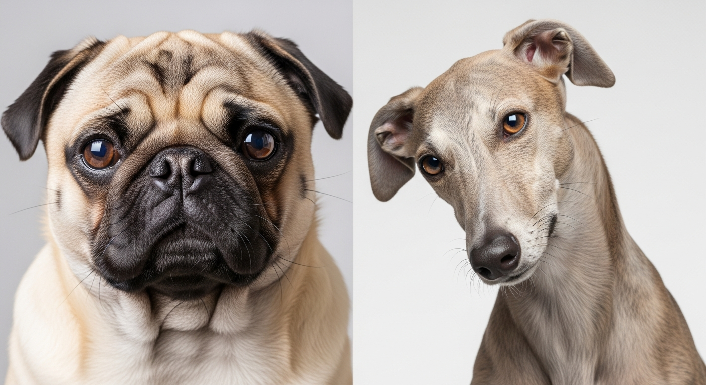 Comparison of snout shapes explaining Why do dogs tilt their heads for vision