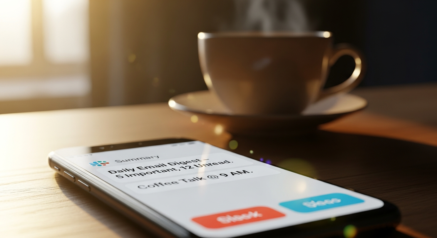 Notification Slack montrant un résumé généré par l'un des 5 Scripts Python pour nettoyer Gmail