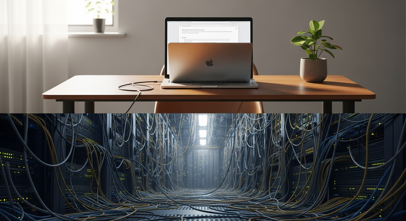 Comparaison entre infrastructure serveur complexe et RAG local Python sur un simple laptop