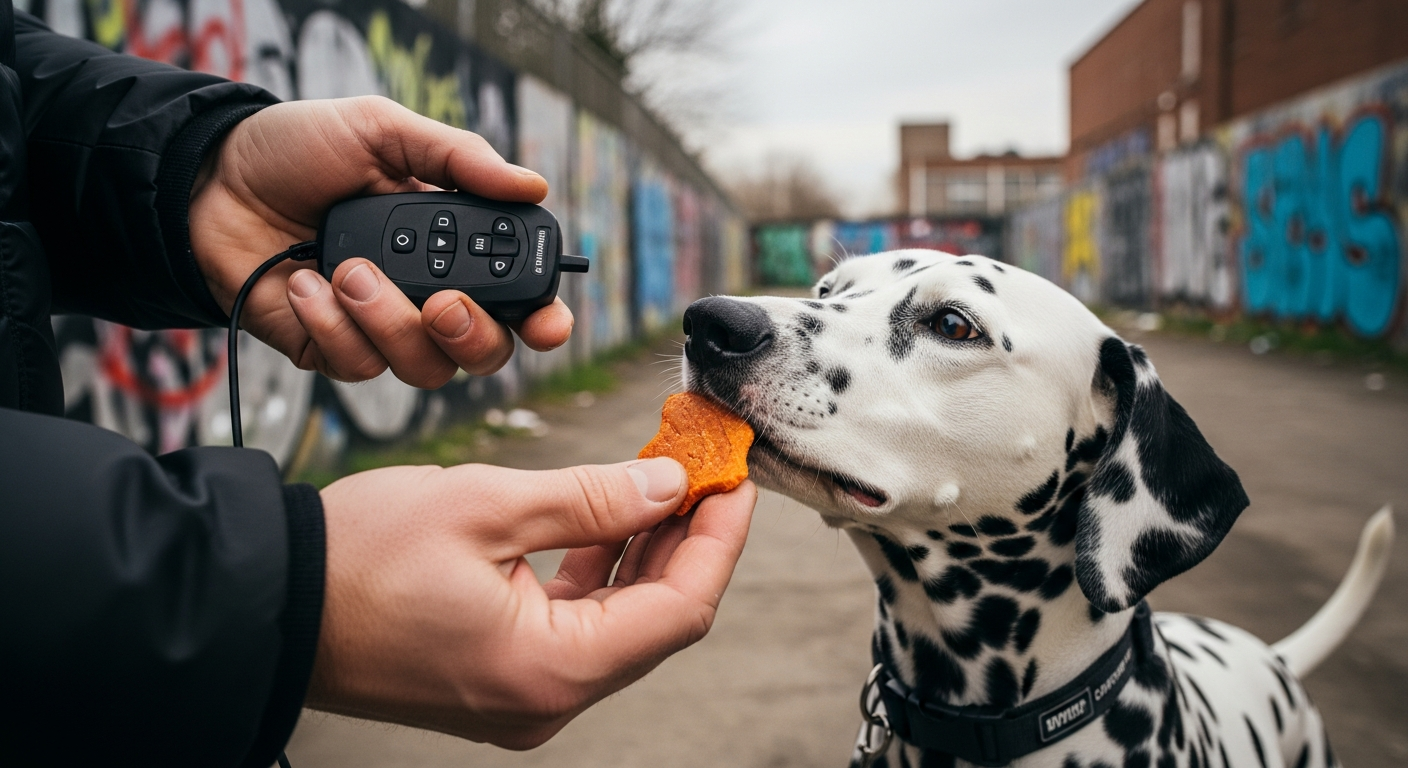 Using a vibration collar while Training deaf dogs with hand signals and treats