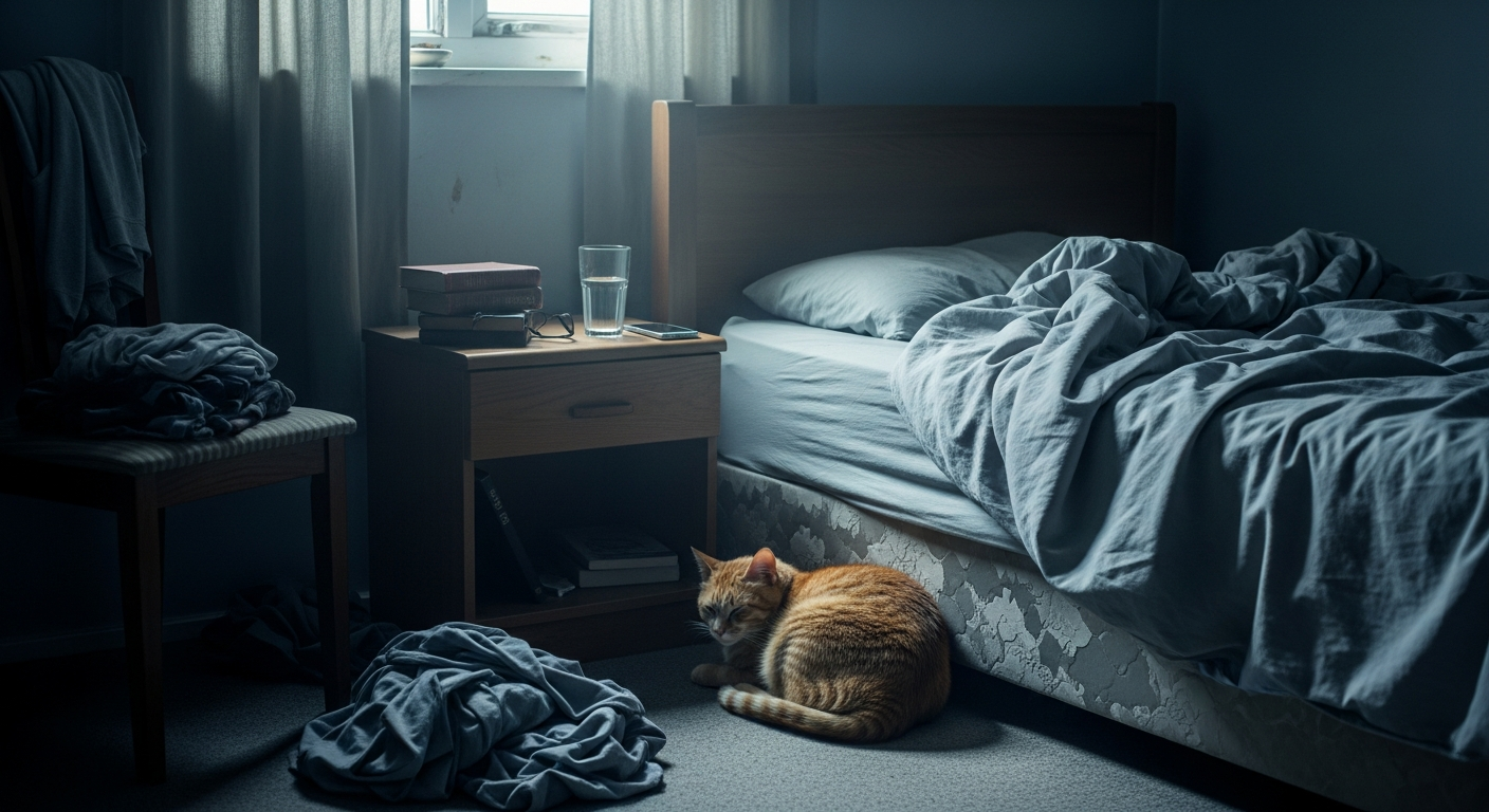 Cat sleeping near a human, displaying subtle signs your cat loves you through proximity.