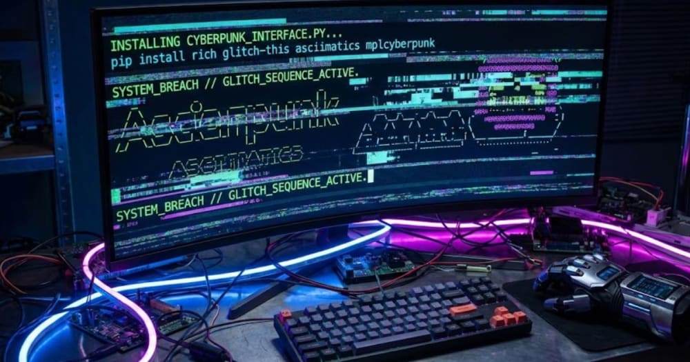 Interface d'installation de Python avec un style cyberpunk