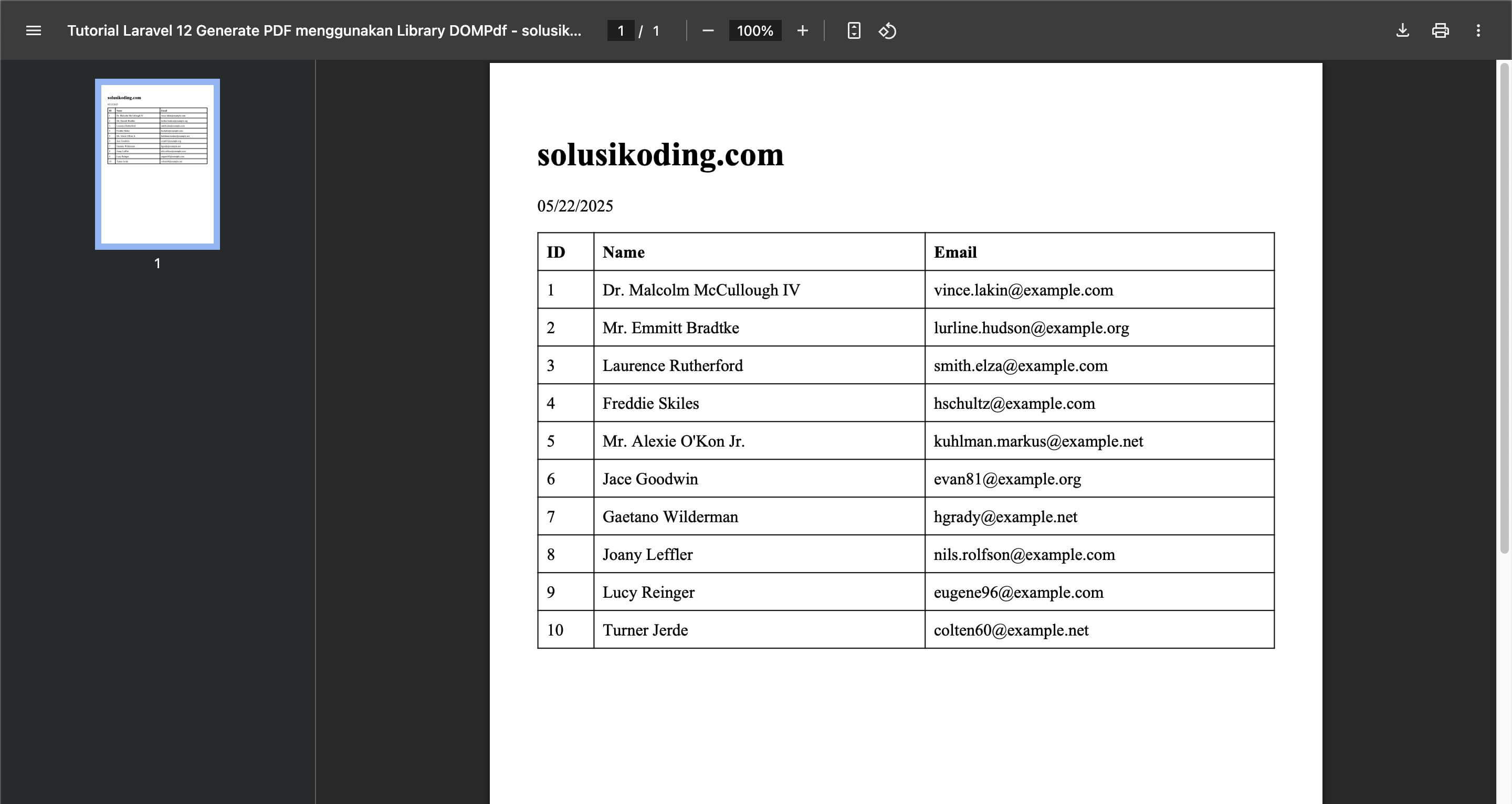Tutorial Laravel 12 Generate PDF pakai DOMPdf - Solusi Koding