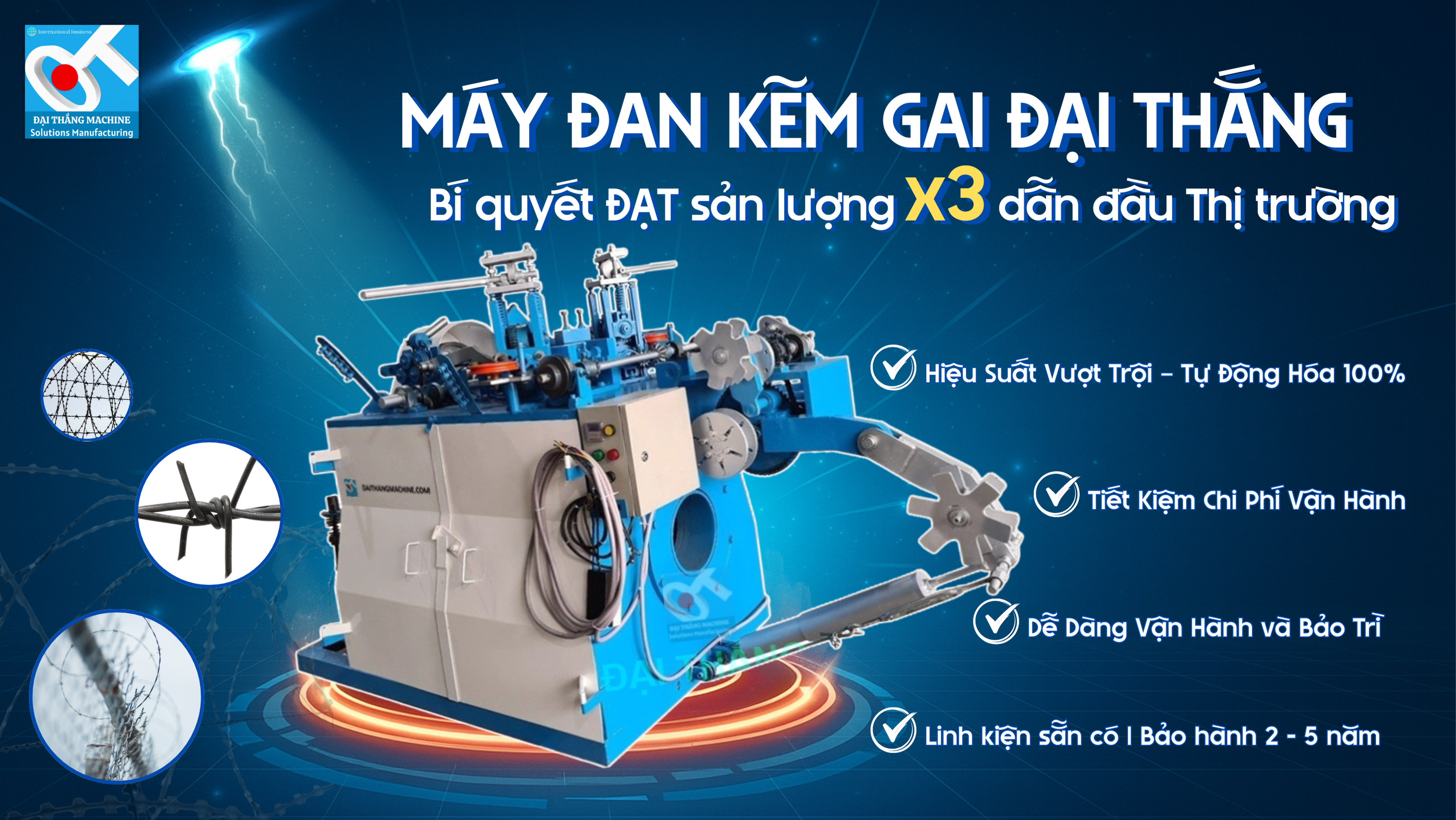 Máy Đan Kẽm Gai Đại Thắng: Bí Quyết Đạt Sản Lượng Gấp 3 Dẫn Đầu Thị Trường
