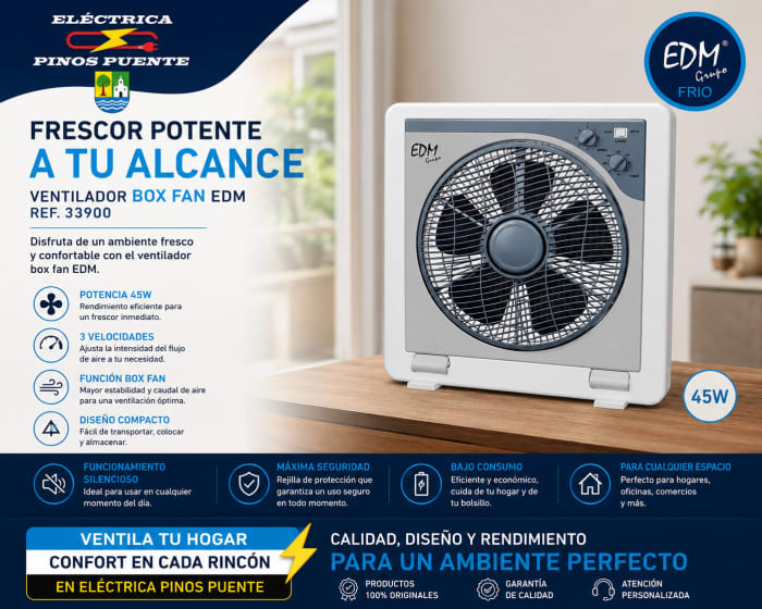 Ventilador Box Fan EDM 45W