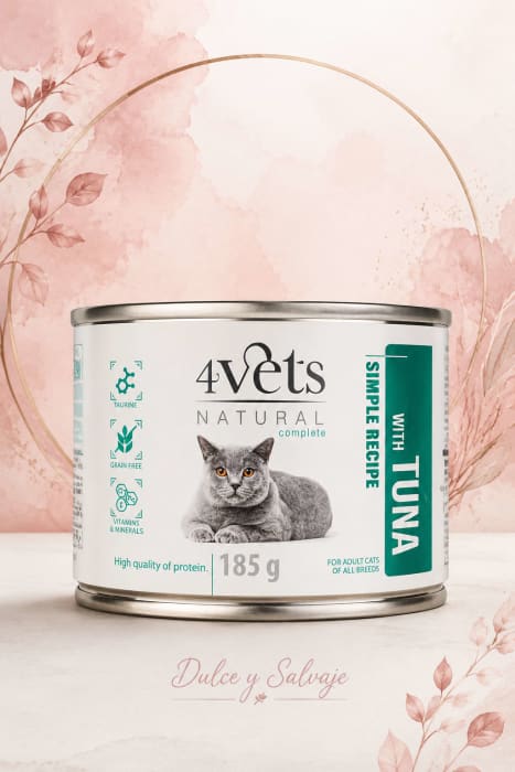 lata de 4Vets Natural con atún