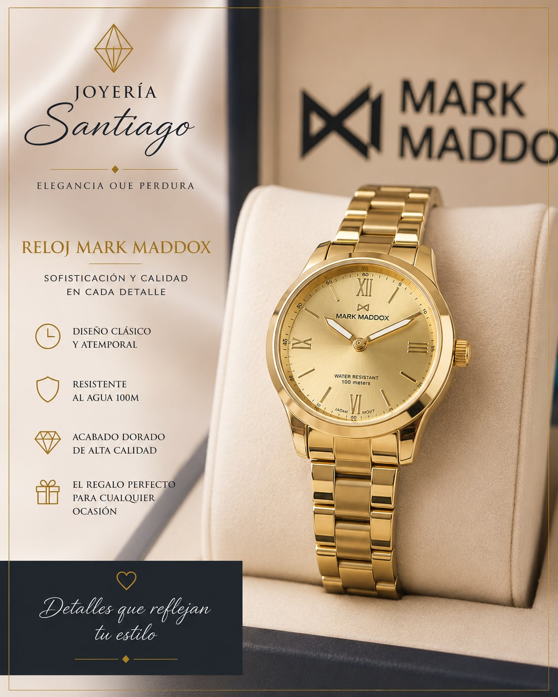 Reloj Mark Maddox Dorado
