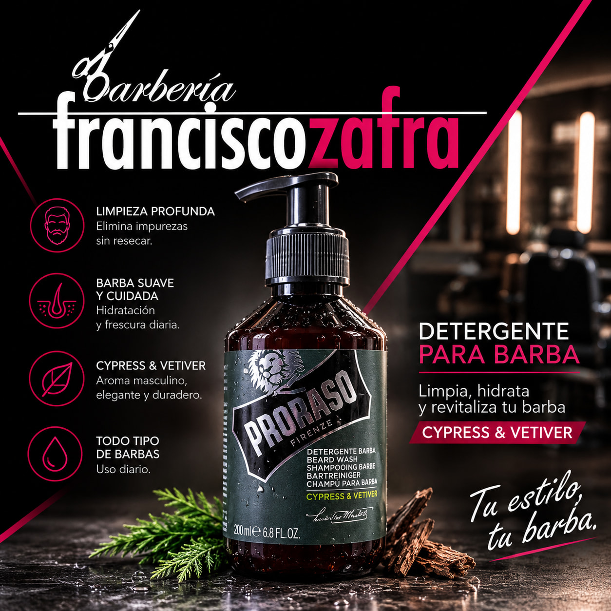 Detergente para Barba Proraso Cypress & Vetiver