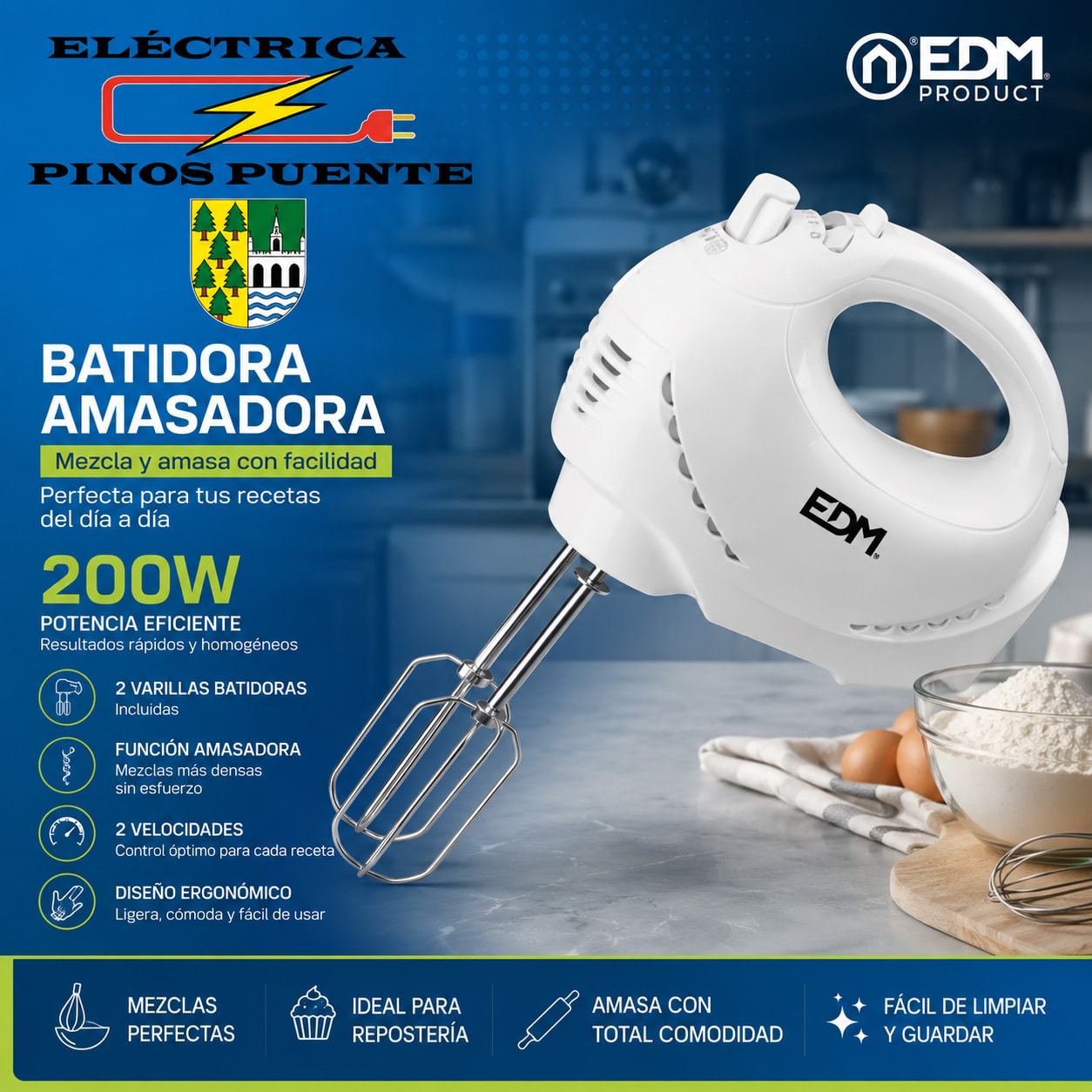 Batidora Amasadora EDM 200W