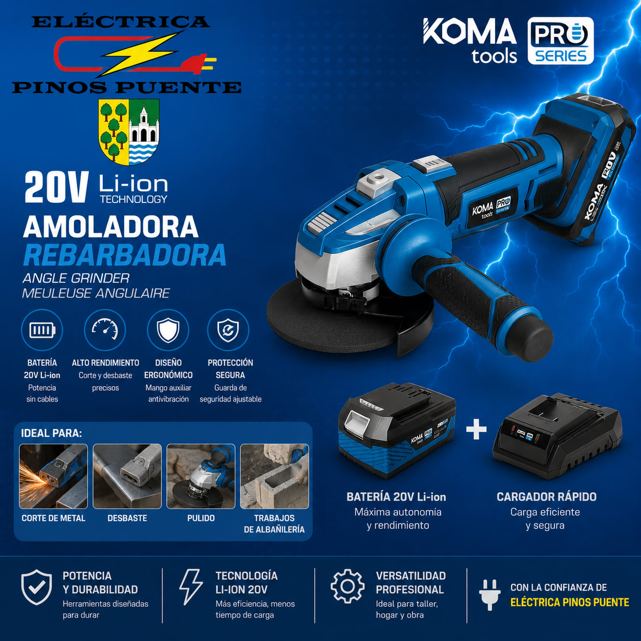 Amoladora Rebarbadora KOMA PRO 20V Li-Ion