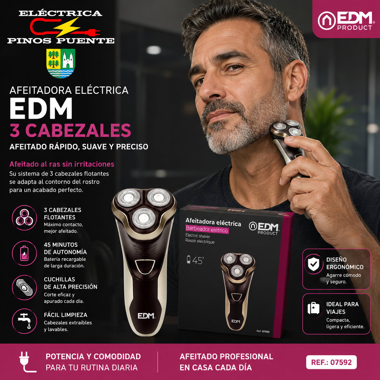 Afeitadora Eléctrica EDM 3 Cabezales