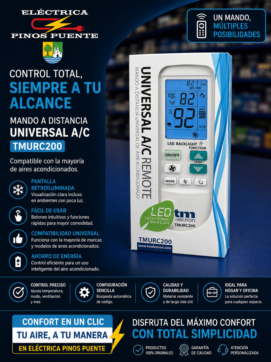 Mando Universal para Aire Acondicionado TMURC200