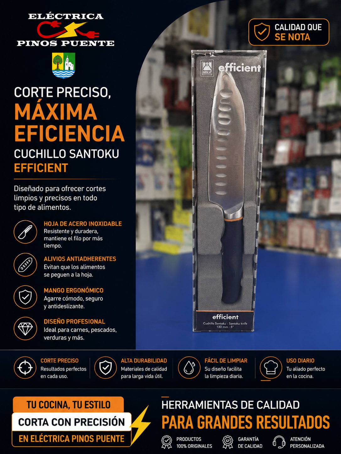 Cuchillo Santoku BRA Efficient 13 cm