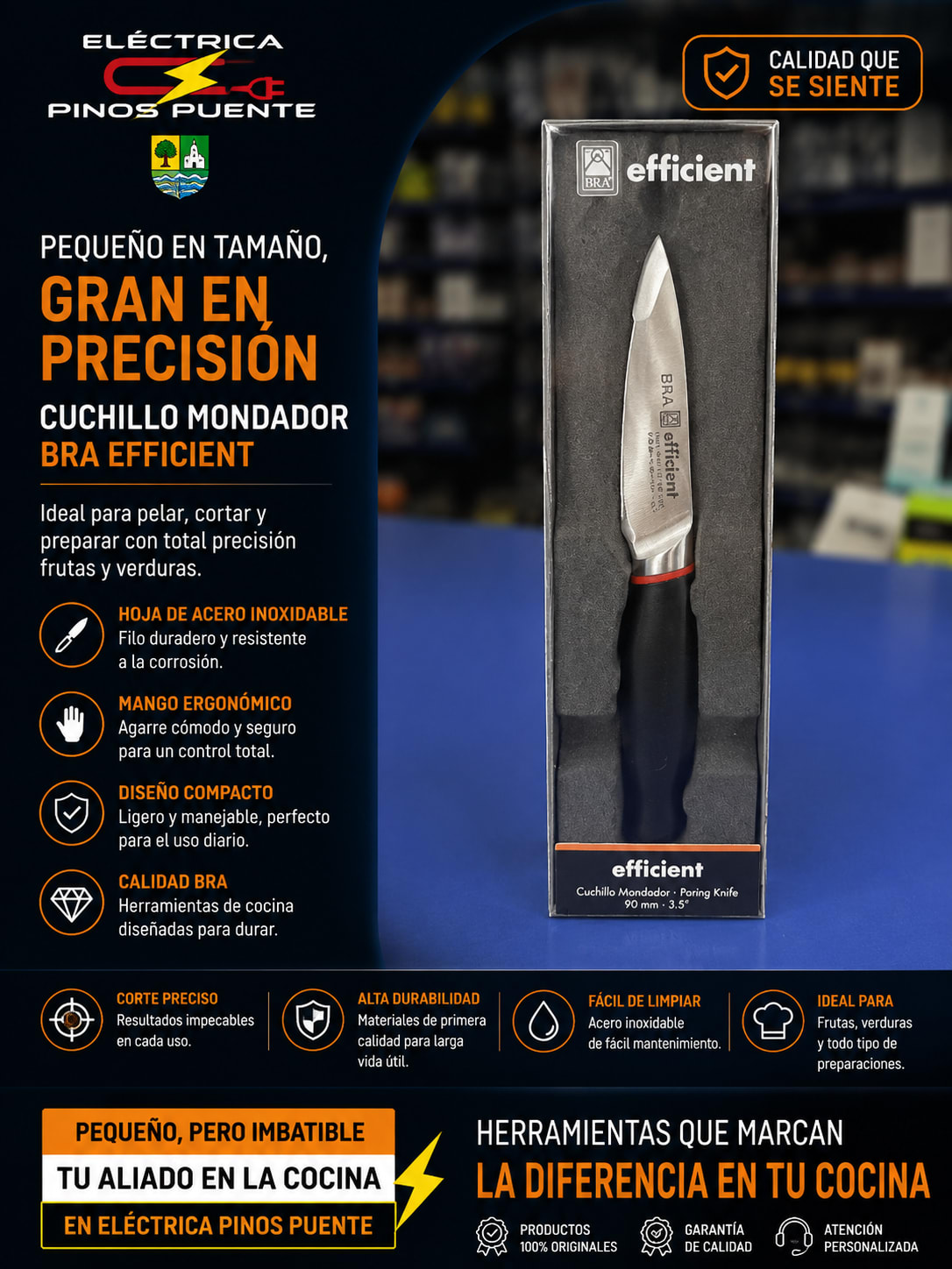 Cuchillo Mondador BRA Efficient 9 cm