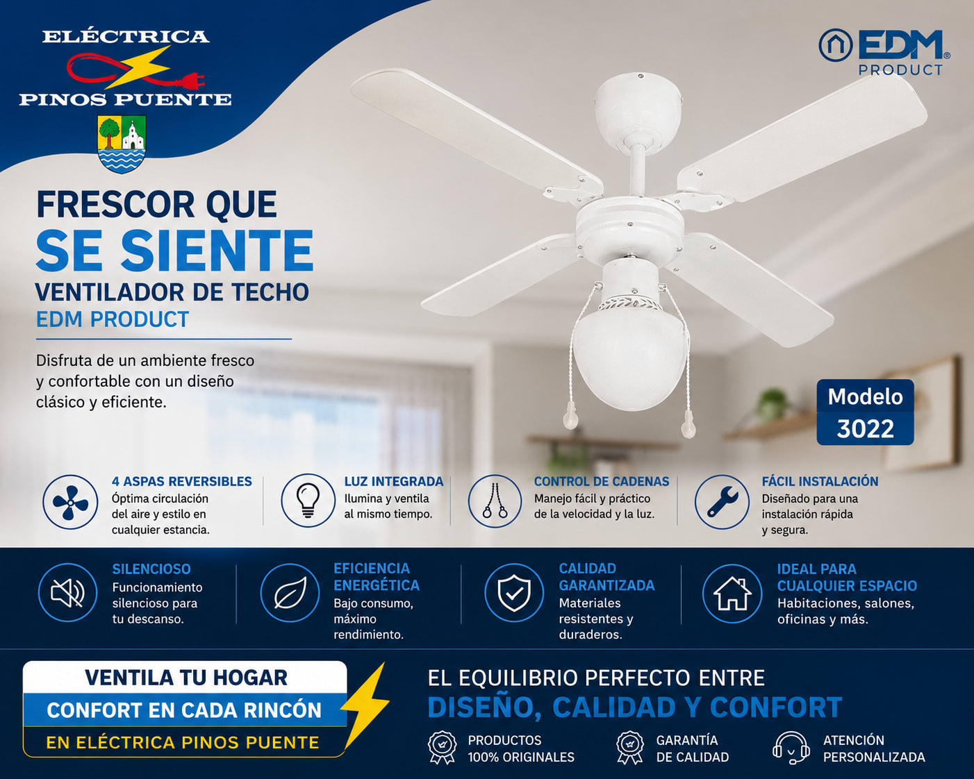 Ventilador de techo con luz LED