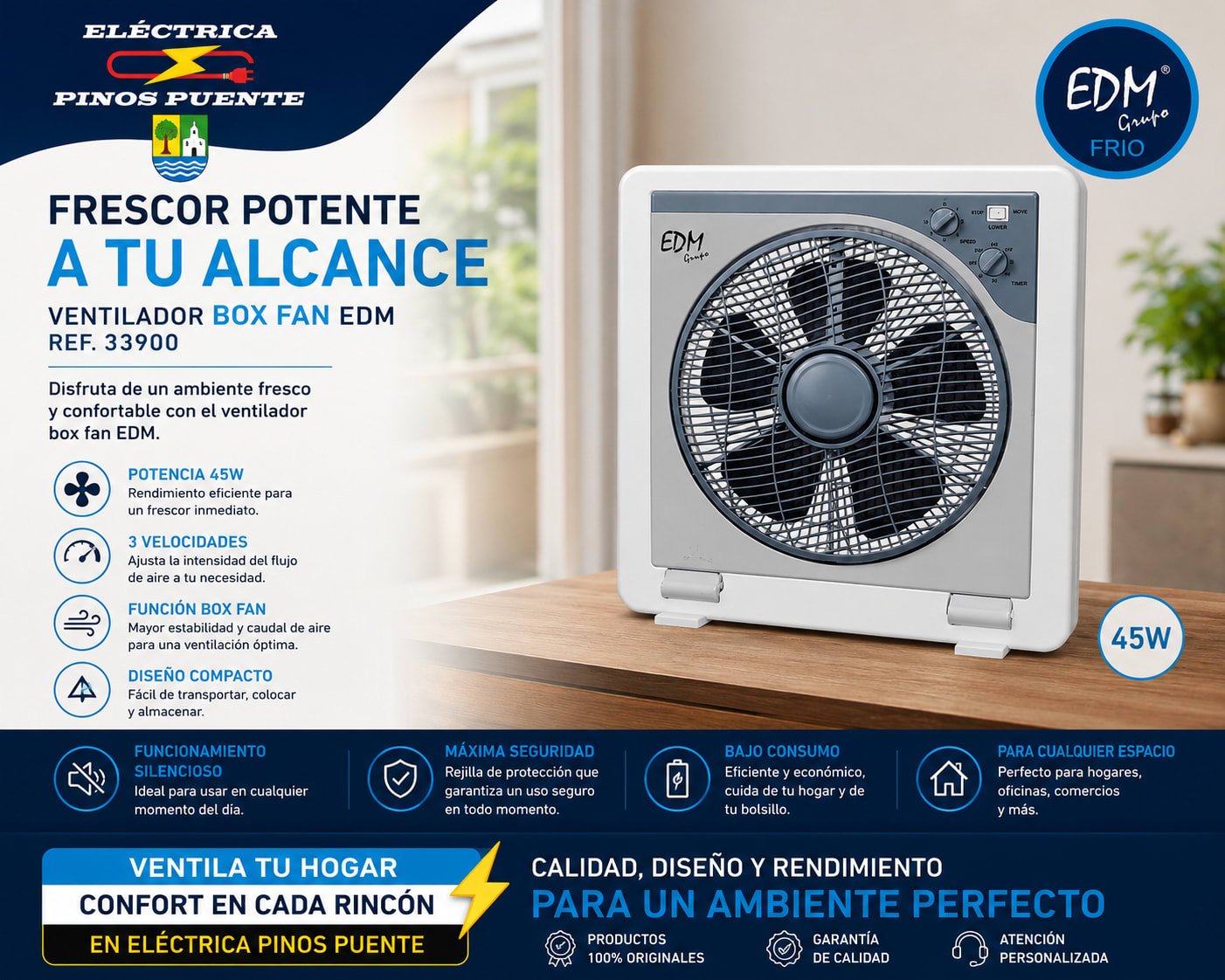 Ventilador Box Fan EDM 45W