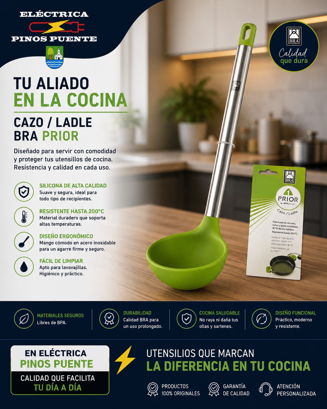Cazo BRA Prior de silicona y acero inoxidable