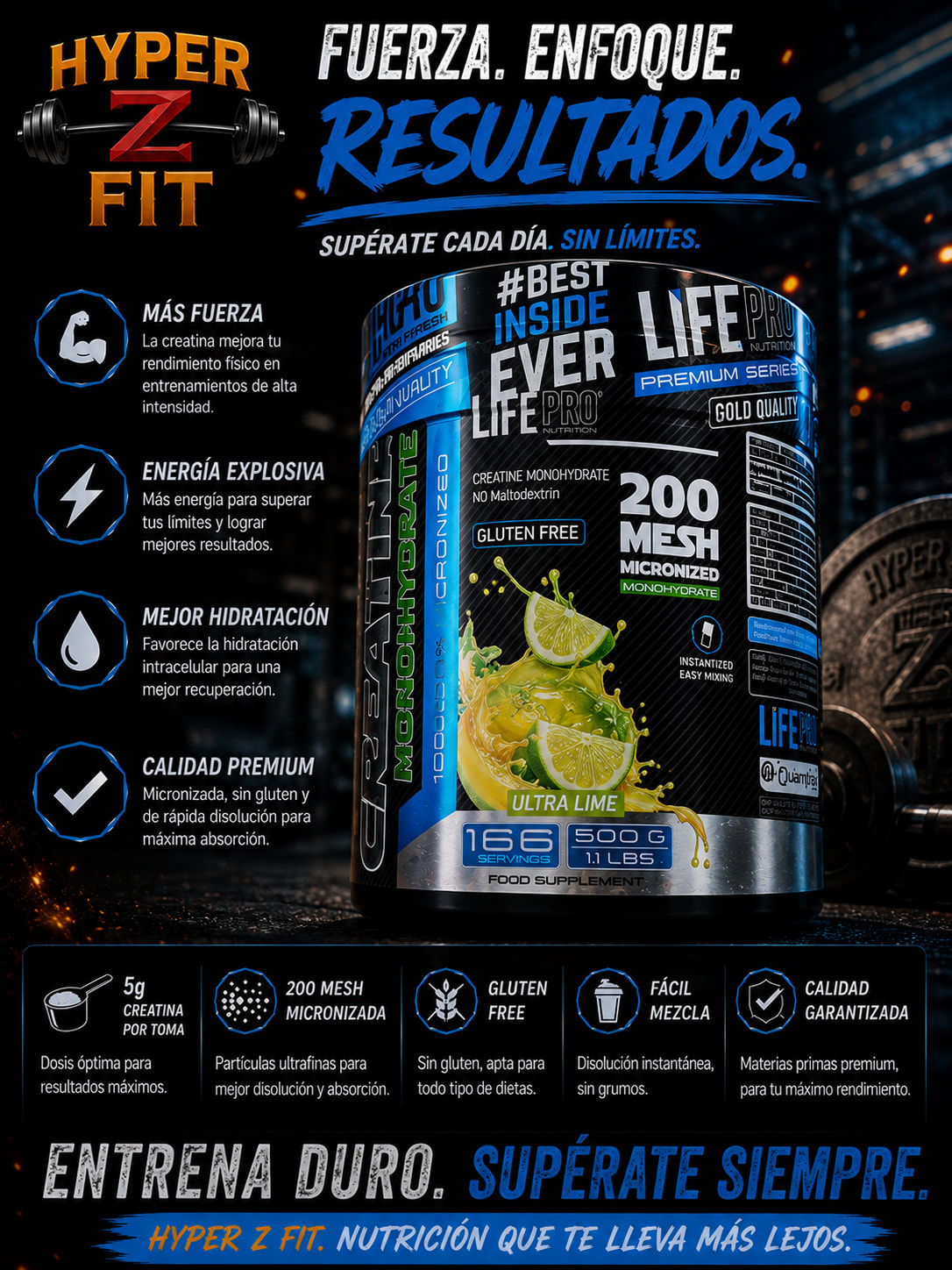 Creatina Monohidrato 200 Mesh Life pro