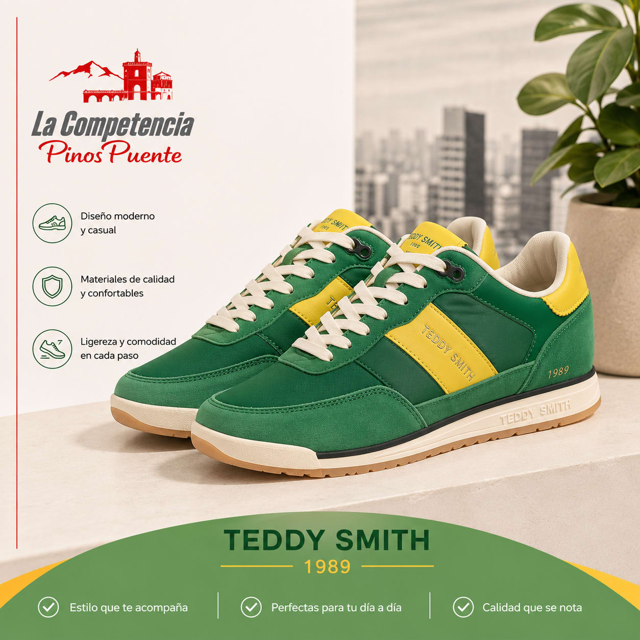 Zapatillas Teddy Smith 1989 en verde y amarillo