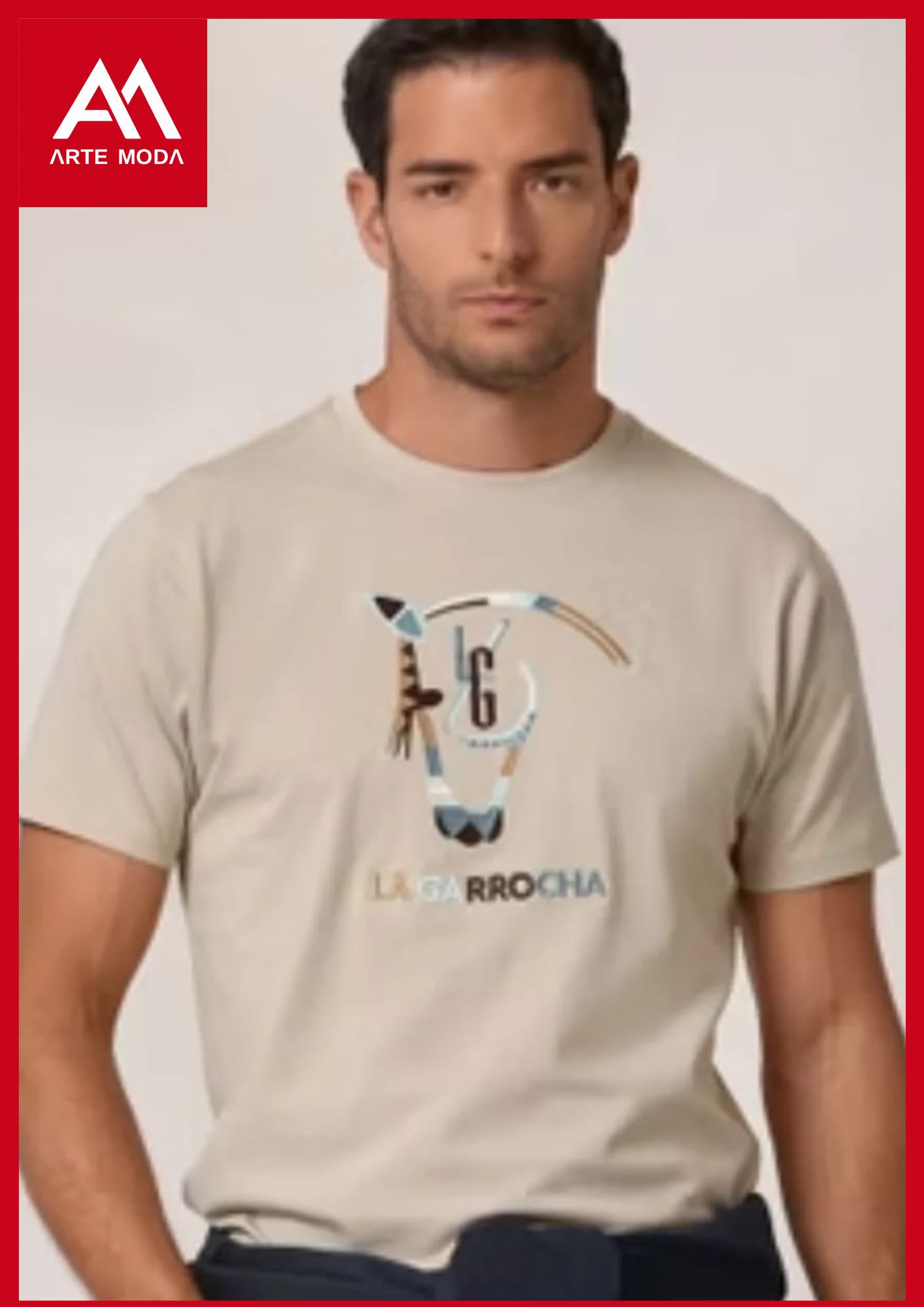 camiseta de caballero beige