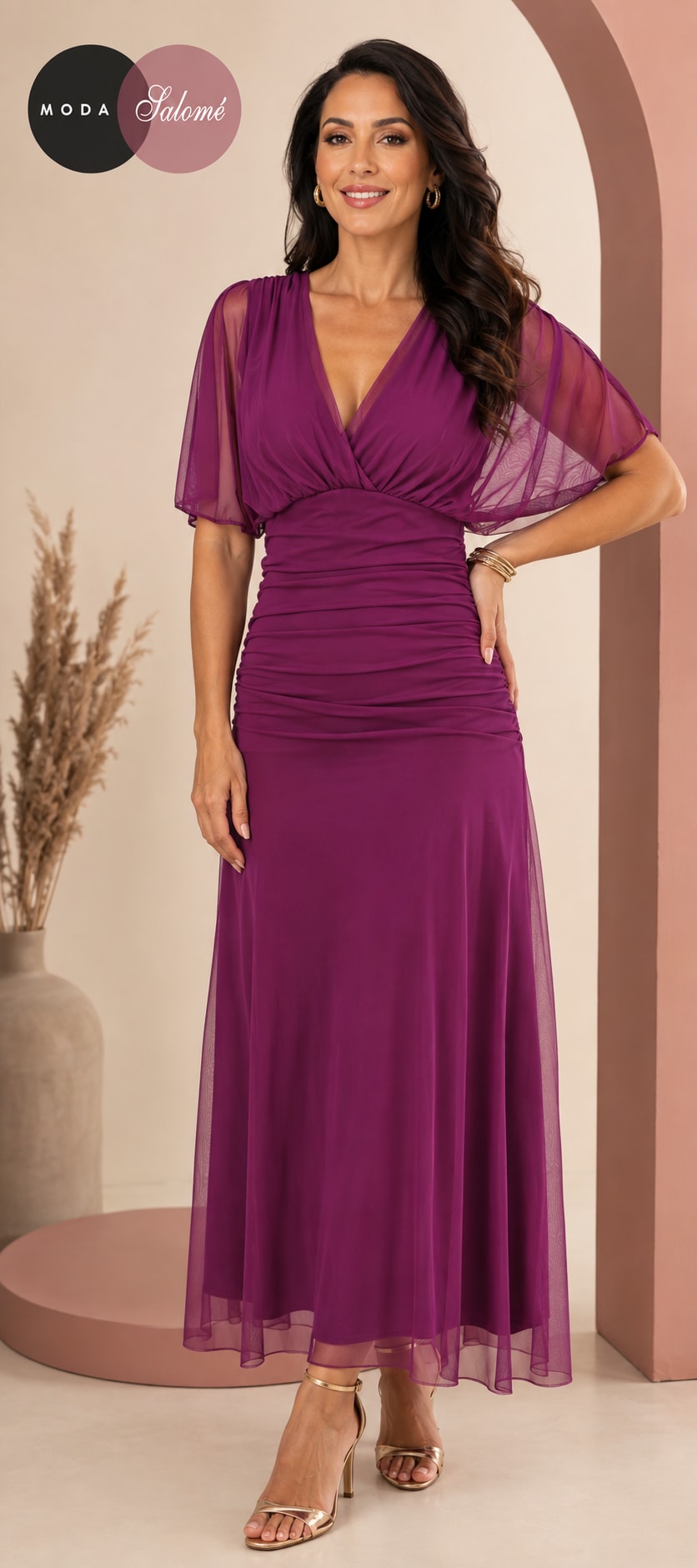 vestido fucsia mujer