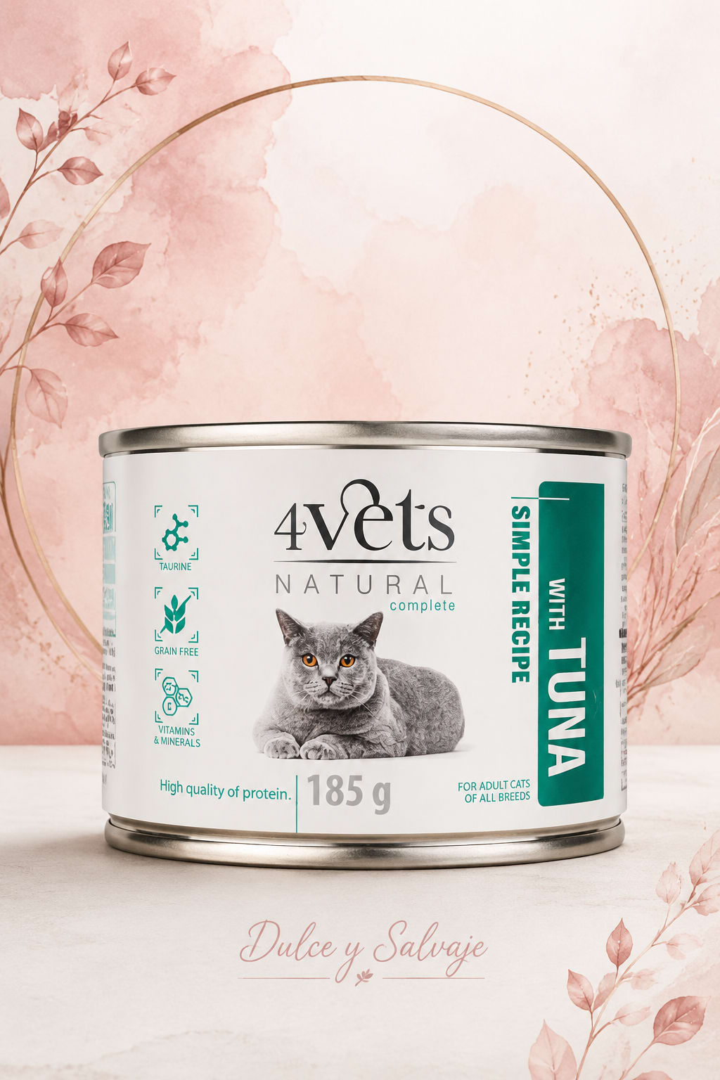 lata de 4Vets Natural con atún